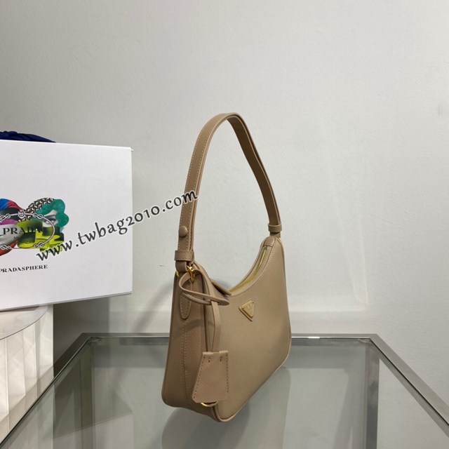 Prada專櫃2022新款hobo女士全皮腋下包 1BC204 普拉達十字紋牛皮單肩斜挎女包 csp1479